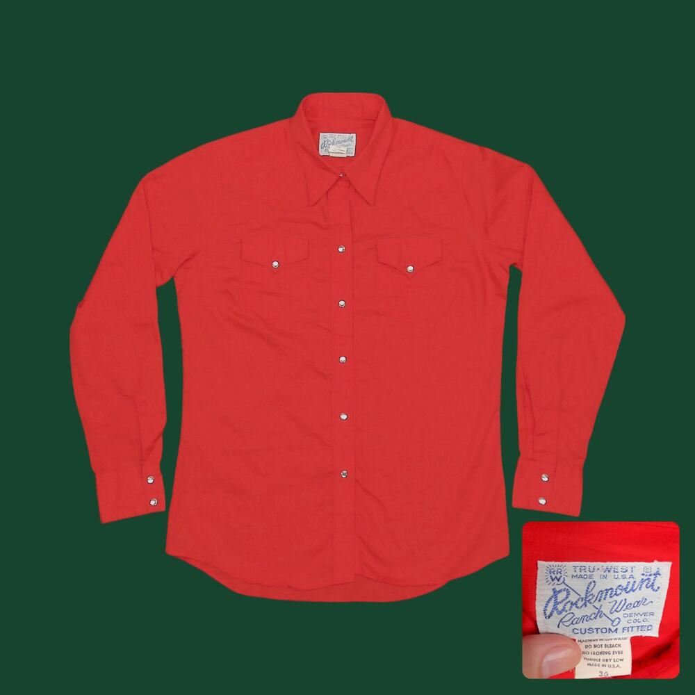 Vintage 70s Rockmount Ranch Wear Red Pearl Snap Western Shirt Womens Large